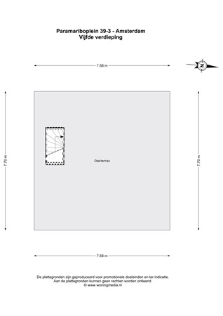 Floorplan - Paramariboplein 39-3, 1058 AP Amsterdam